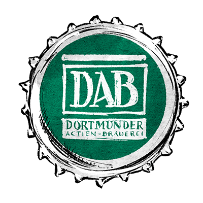 Kronkorken mit grünem DAB Logo und dem Schriftzug Dortmunder Actien Brauerei.